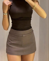 Joanna Jupe-Short à Fermeture Latérale Détails Ceinture