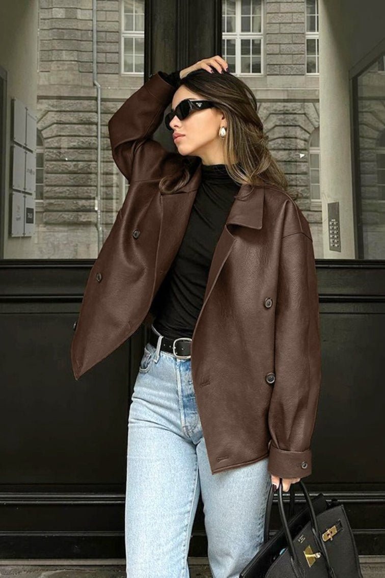 SOKYND Joanna Vintage Faux Leather Coat CoatSOKYND-866775-BRO-S-60663BrownS