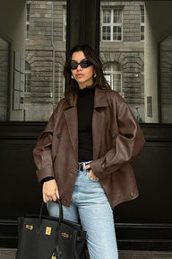 Manteau en cuir synthétique vintage Joanna