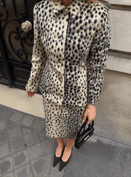 Ensemble deux pièces en fausse fourrure léopard Julia