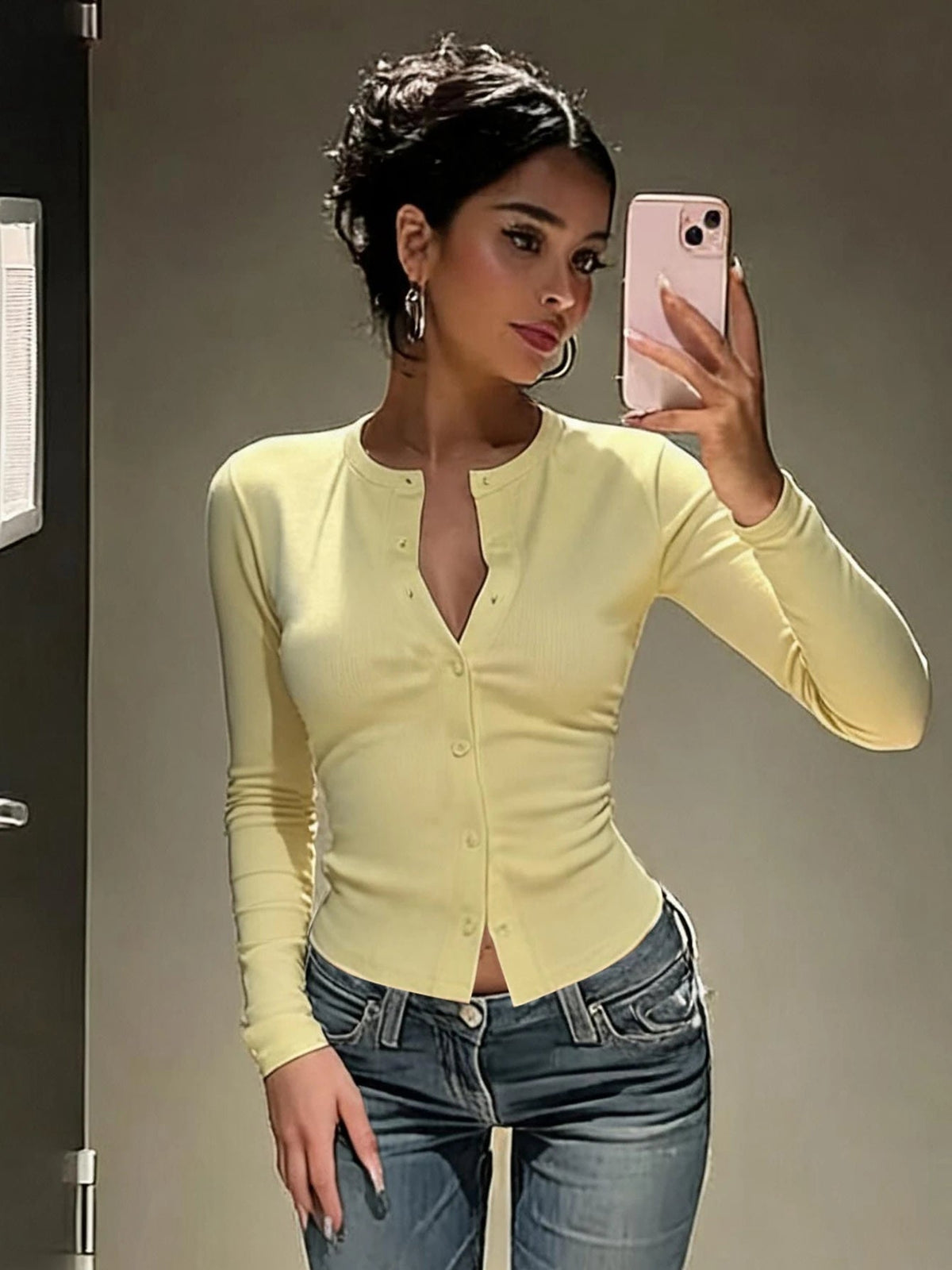 SOKYND Kate Button Front Ribbed Knit Top TopSOKYND-007575-L-OS-65207L