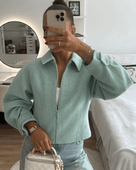 Veste courte zippée en tweed Katie