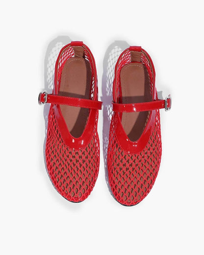 SOKYND Laura Mesh Ballet Flats ShoesRed35
