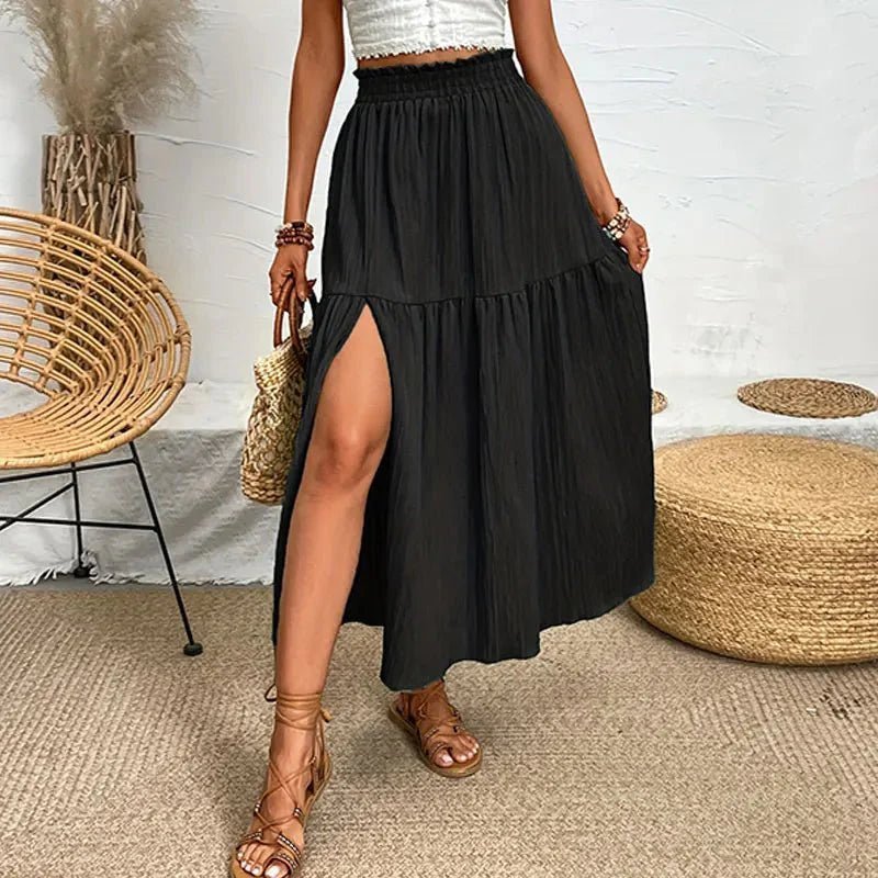 SOKYND Lavinia Bohemian Midi Ruffle Skirt SkirtsSOKYND-276567-BLA-S-41239BlackS
