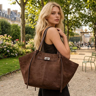 Leah Bat-Wing Suede Tote Bag