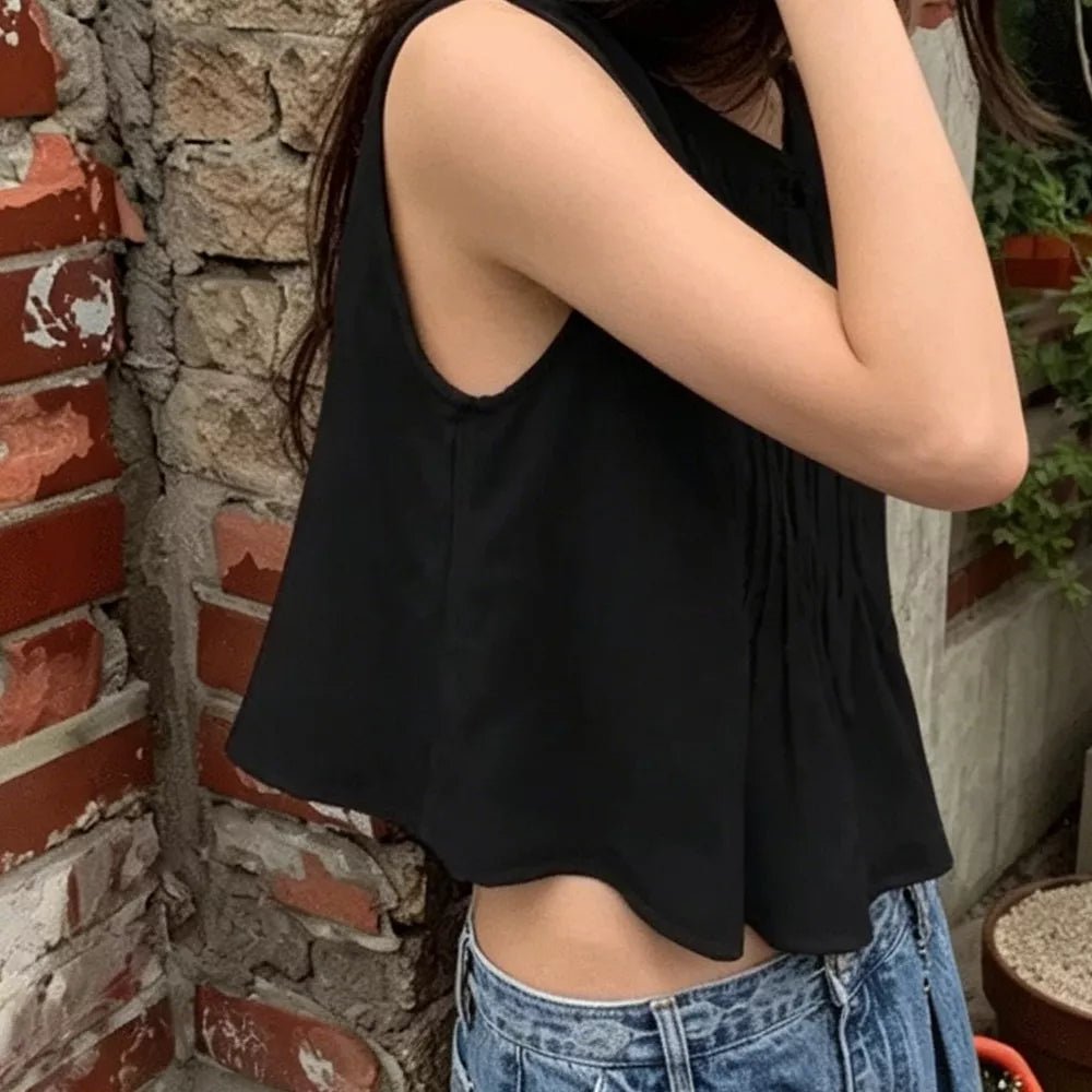 SOKYND Liesel Ruffle Hem Tie-Front Top TopsBlackXS