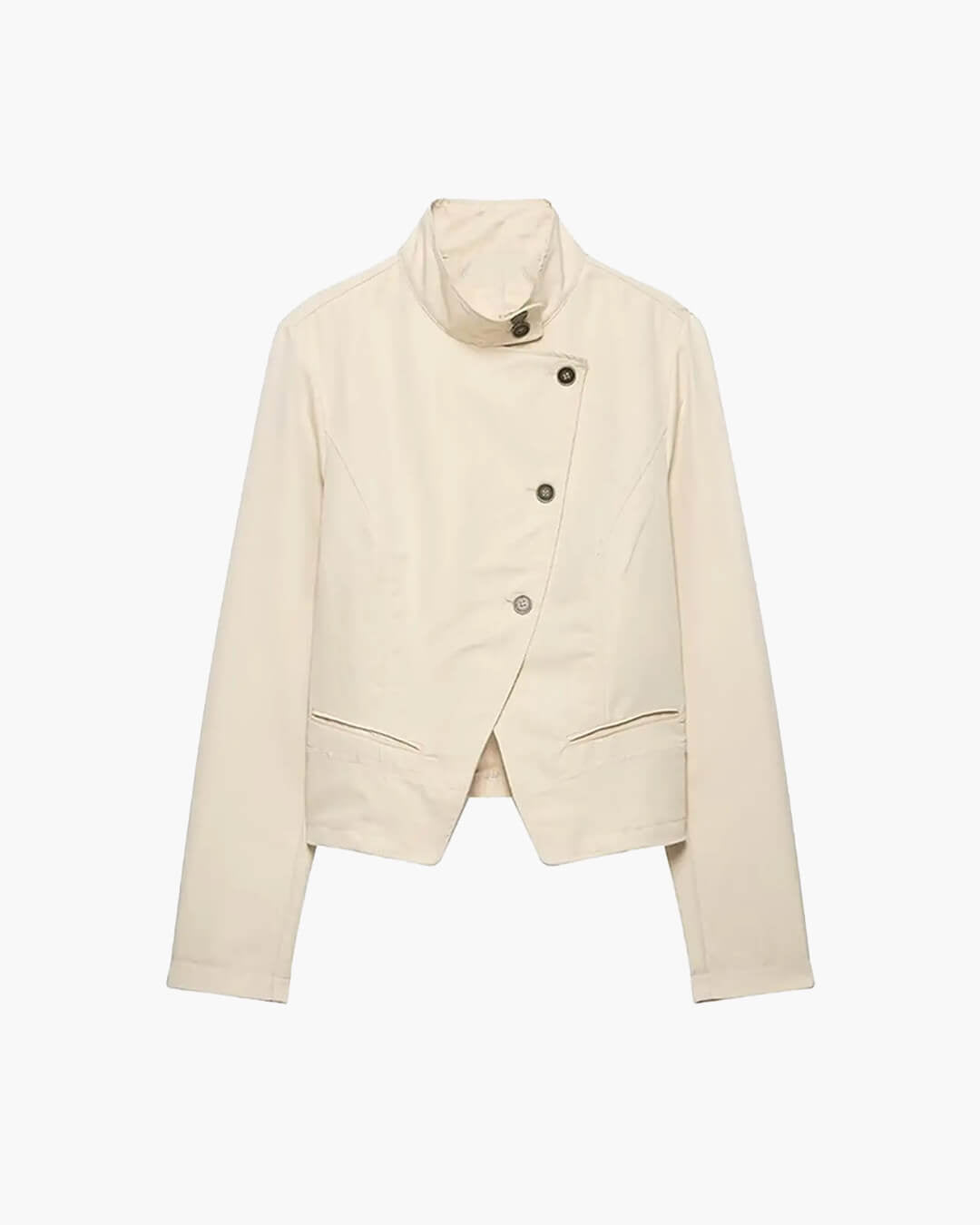 SOKYND Linda Double-Breasted Funnel Neck Blazer BlazerSOKYND-474583-BEI-XS-99319BeigeXS