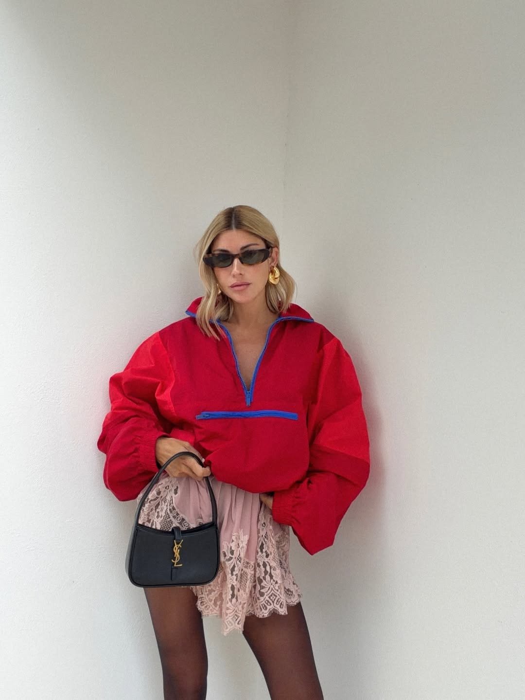 SOKYND Lisa Half-Zip Windbreaker Jacket JacketSOKYND-549271-RED-S-06679RedS