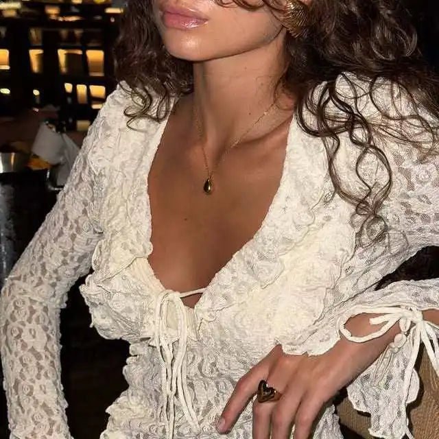 SOKYND Lisa Layered Lace Collar Top TopSOKYND-768855-WHI-M-95063WhiteM