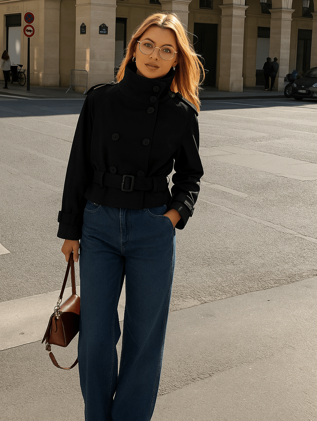 SOKYND Lisette Cropped Trench Coat Coats & JacketshX1767625273838437891BlackXS