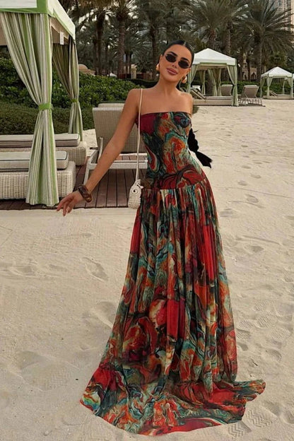 SOKYND Liv Strapless Abstract Print Maxi Dress DressSOKYND-548119-MUL-M-99799MulticolorM