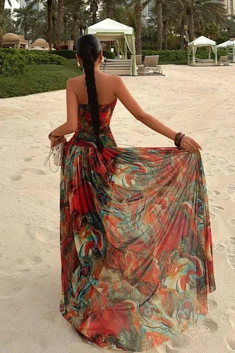SOKYND Liv Strapless Abstract Print Maxi Dress DressSOKYND-548119-MUL-M-99799MulticolorM