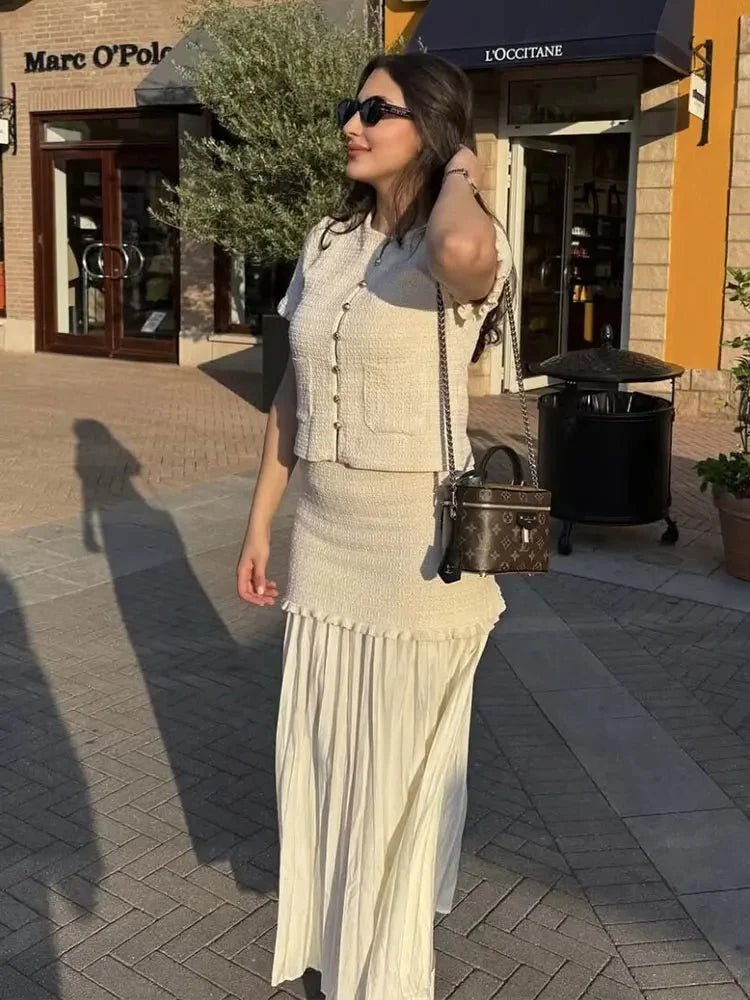 SOKYND Luella Knitted Tank Pleated Skirt Set Matching SetsSOKYND-910231-PIN-S-40951Pink SkirtS