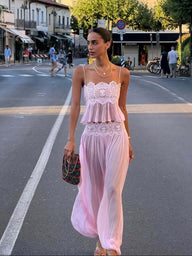 Ensemble pantalon en mousseline Luna avec dentelle