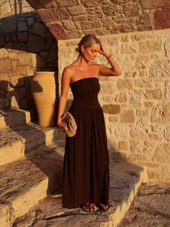 Robe longue froncée bustier Luz