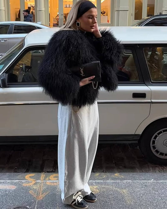 SOKYND Lyndie Short Faux Fur Coat Coats & Jacketsug1767625273824814936BlackS