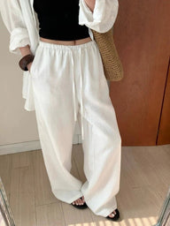 Pantalon en lin coupe large Mabel