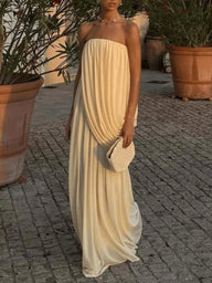 Madison Robe Maxi Plissée Sans Bretelles