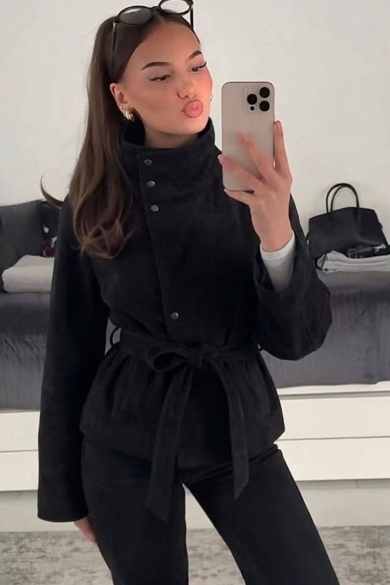 SOKYND Maria Lace-Up Suede Jacket JacketBlackM