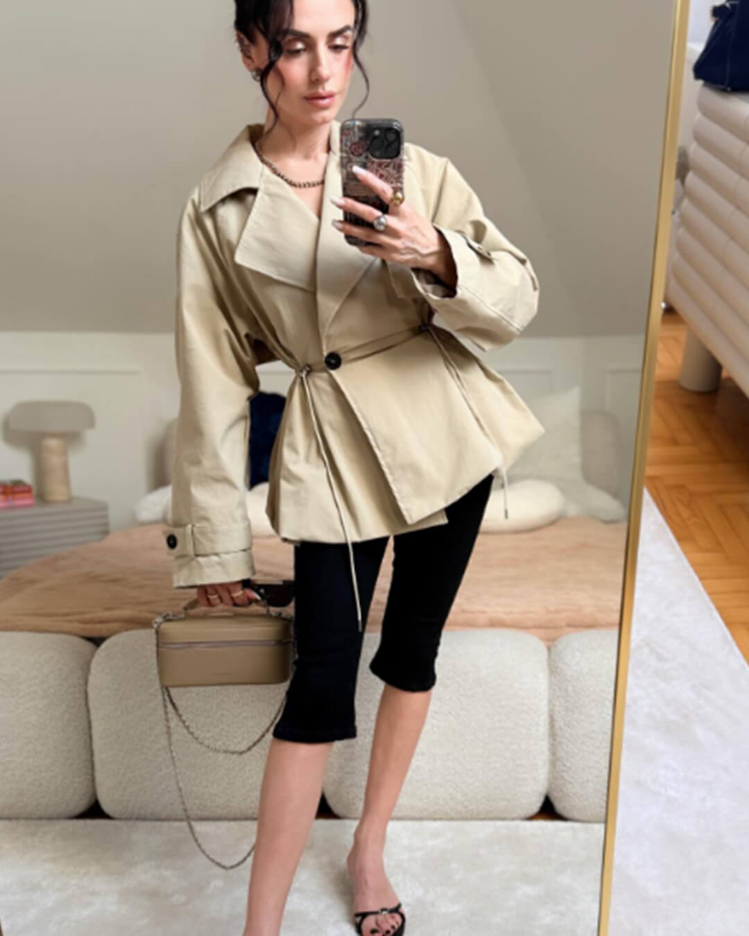 SOKYND Maria Lapel Collar Drawstring Trench Coat CoatSOKYND-741911-BEI-L-93687BeigeL
