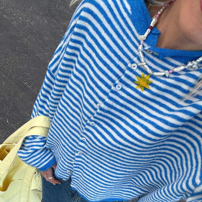 SOKYND Marivic Striped Cardigan Sweaters & CardigansBlueS