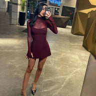 Robe mini évasée en mesh transparent Mary