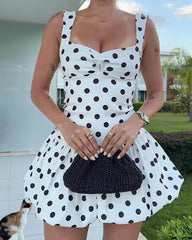 Robe courte ballon à pois Megan