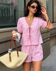 Megan Ensemble rayé à nouer devant