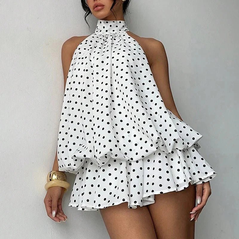 SOKYND Melisande Halter Backless Mini Dress DressPolka DotS