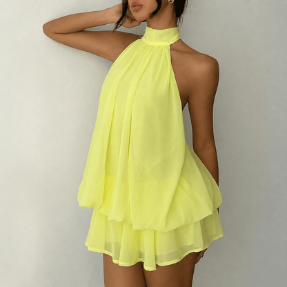 SOKYND Melisande Halter Backless Mini Dress DressesSOKYND-189463-YEL-S-47511YellowS