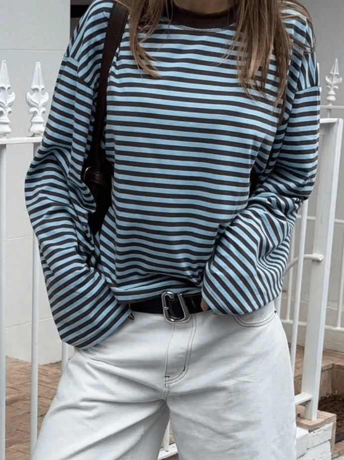 SOKYND Melissa Striped Oversized Knit Sweater SweaterSOKYND-358871-TUR-XS-89783TurquoiseXS