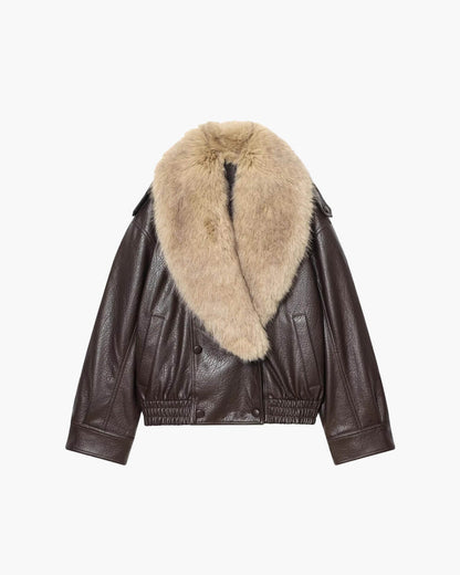 SOKYND Merriame Faux Leather Jacket with Detachable Fur Collar Coats & Jacketsoh1767625273836161534BrownL