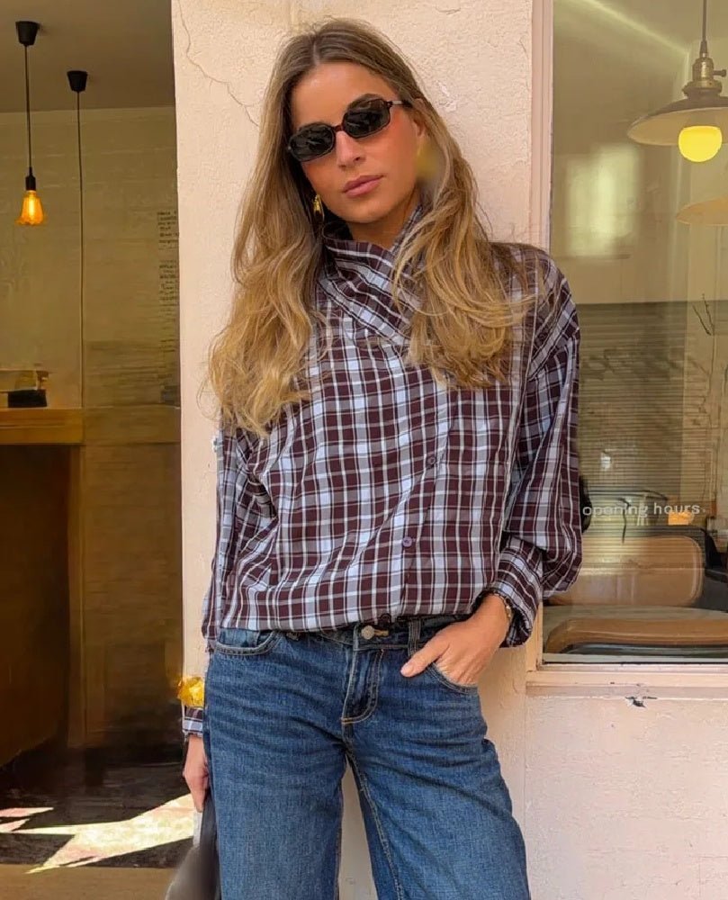 SOKYND Mia Poplin Plaid Wrap Shirt ShirtSOKYND-742679-S-OS-81399S