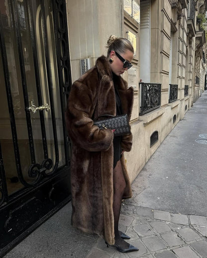 SOKYND Mina Faux Fur Maxi Coat Coats & JacketsTw1767356248730187002MBrown