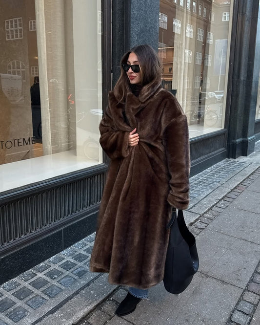 SOKYND Mina Faux Fur Maxi Coat Coats & JacketstI1767356248730011398SBrown