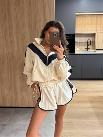 SOKYND Miriam Chevron Windbreaker Shorts Set Matching SetsSOKYND-805079-M-OS-20151M