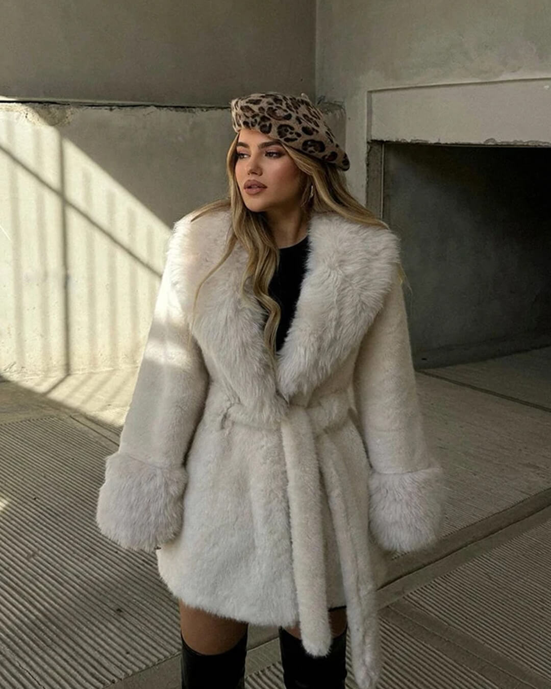SOKYND Miriam Faux Fur Trim Coat CoatSOKYND-365143-WHI-M-21079WhiteM
