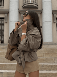 Trench coat Nina à col cheminée à carreaux