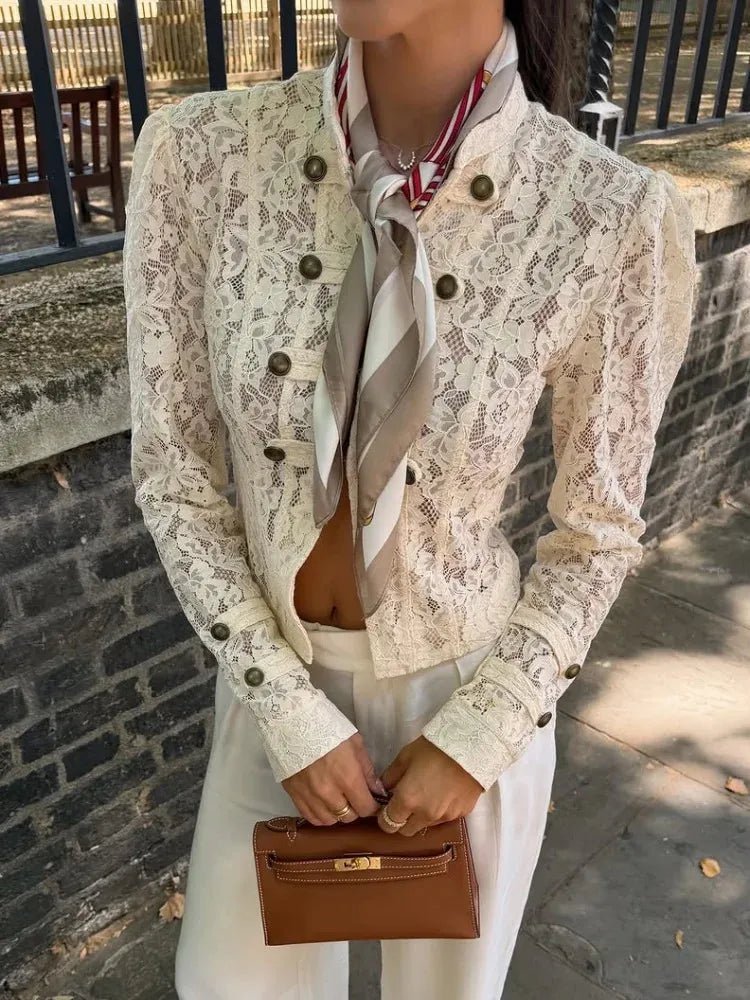 SOKYND Nora Sheer Lace Patchwork Jacket JacketSOKYND-542103-BEI-S-78455BeigeS