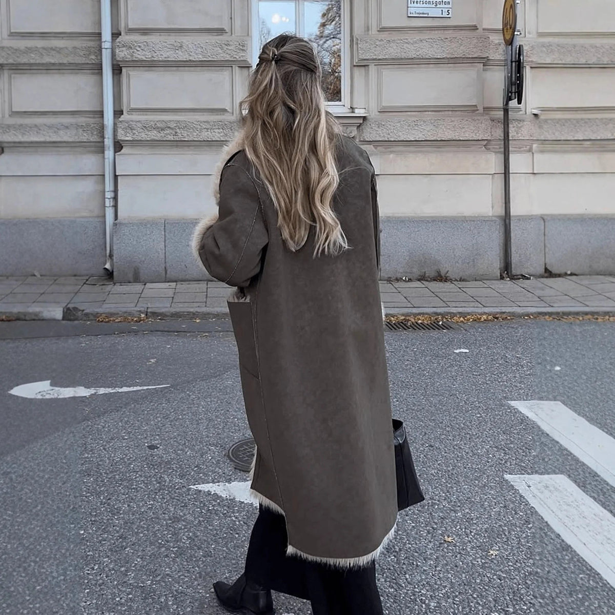 SOKYND Norah Faux Fur Suede Long Coat Coats & JacketsZC1767625273833632334KhakiXS