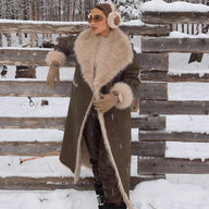 Manteau long en suédine à fausse fourrure Norah