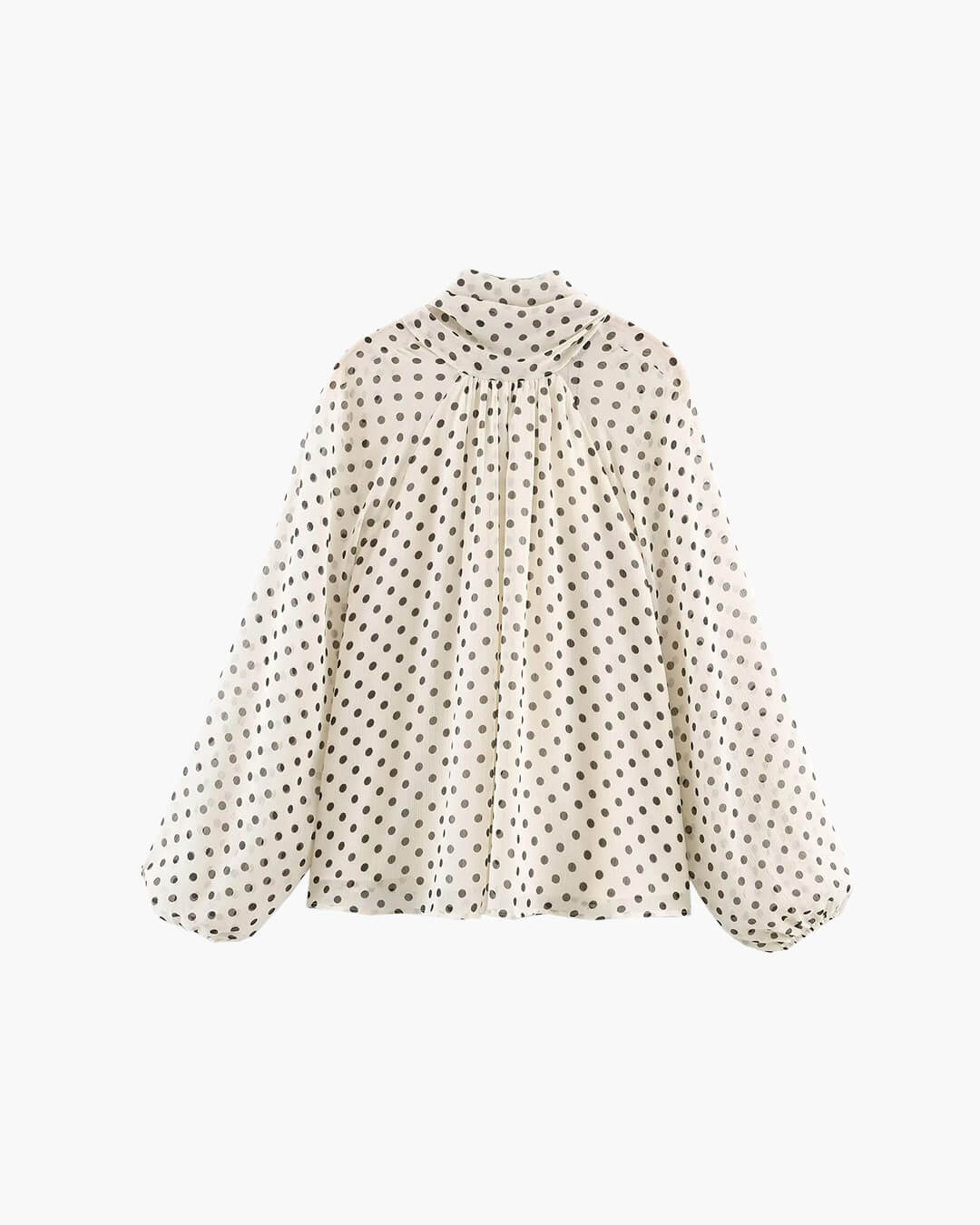 SOKYND Nyla High Collar Polka Dot Blouse TopsWhiteL