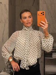 Blouse à pois Nyla à col montant