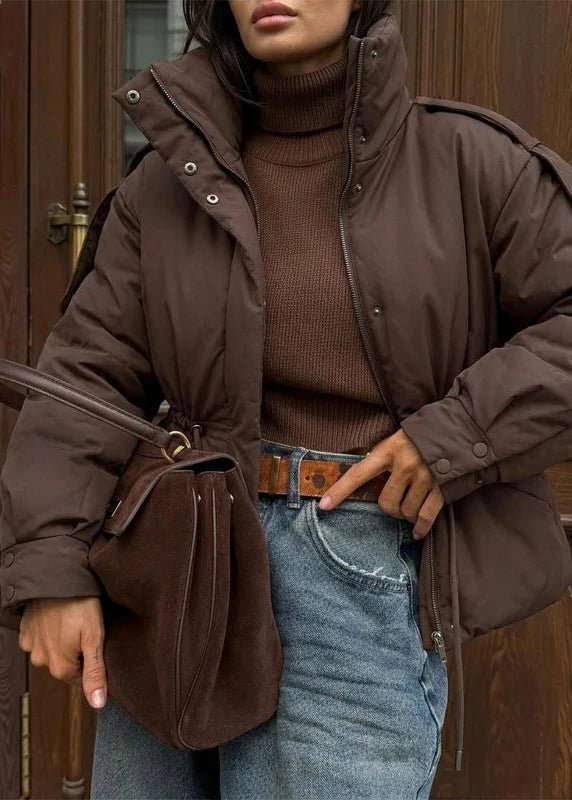 SOKYND Olivia Oversized Drawstring Waist Puffer Jacket JacketSOKYND-246423-BRO-L-01879BrownL