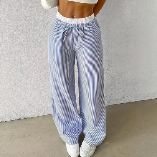 SOKYND Orla Striped Straight Casual Pants BottomsBlueS