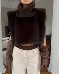Parker gilet col roulé en fausse fourrure