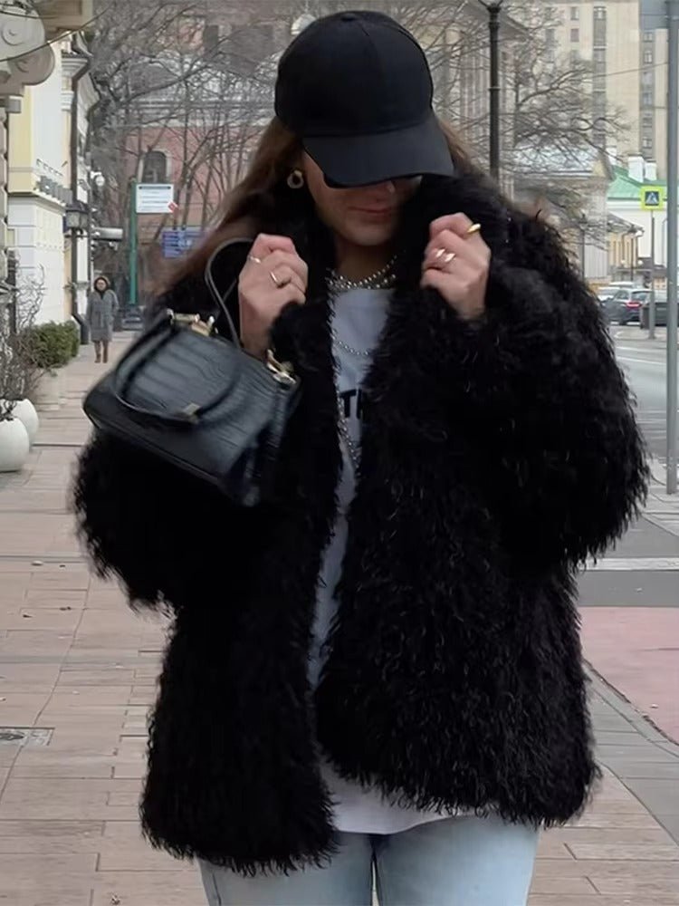 SOKYND Priscilla Fuzzy Faux Fur Coat Coats & JacketsQV1767356248755786521BlackL