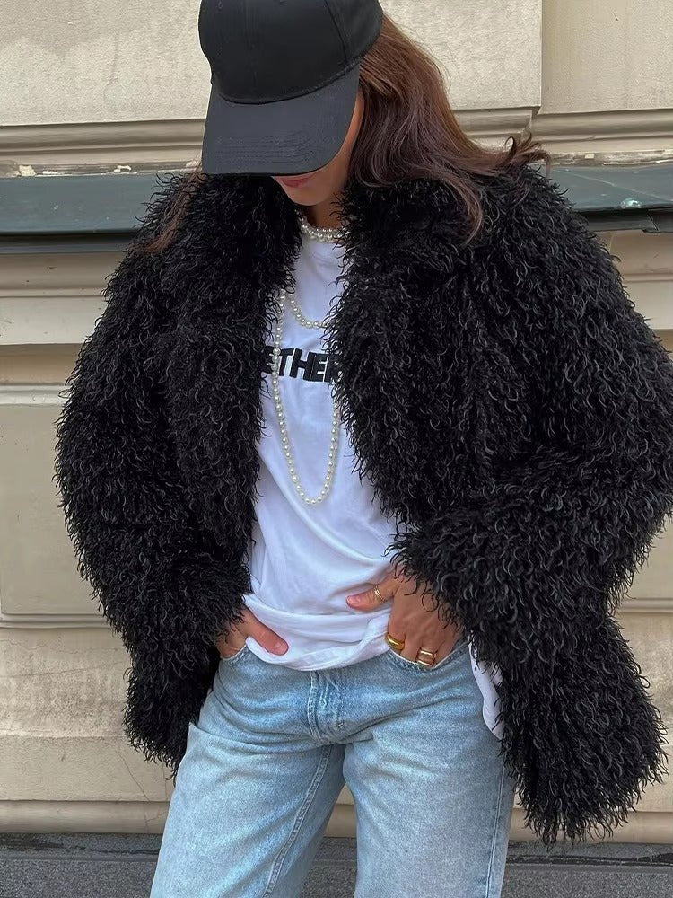 SOKYND Priscilla Fuzzy Faux Fur Coat Coats & JacketsKB1767356248755662430BlackM