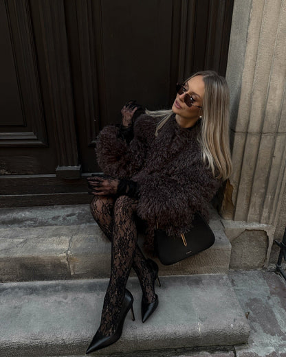 SOKYND Priscilla Fuzzy Faux Fur Coat Coats & JacketsqS1767356248754416121Dark BrownXS
