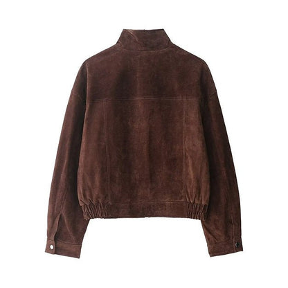 SOKYND Rachel Wide Shoulder Suede Jacket JacketSOKYND-183191-BRO-S-24183BrownS